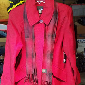 Woman's Red Pea coat w/scarf